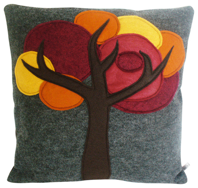 Sheila Weil Studios Felt Tree Pillow - Decorative Pillows Houzz